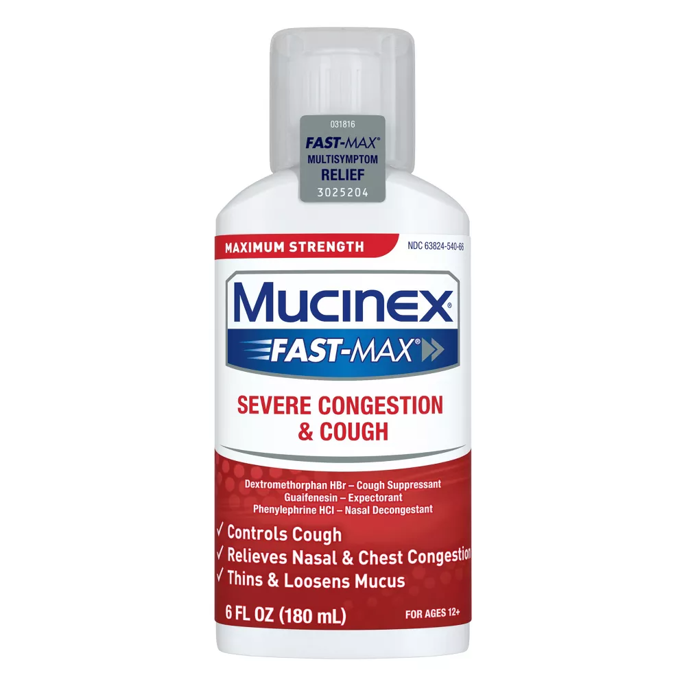 Mucinex Fast-Max Severe Congestion & Cough Relief Liquid, 6 Oz